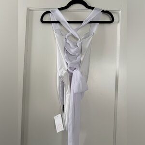 Dippin' Daisy's Happy Wife White One-Piece Swimsuit with Twist-Tie Back